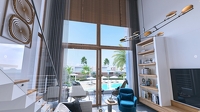 Traumhaftes Loftpenthouse mit Meerblick, 6 m hohen Panoramafenster in Luxusanlage